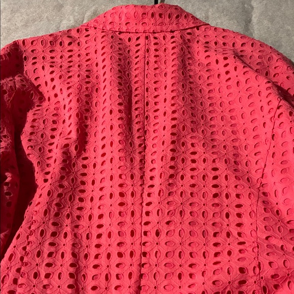 Charter Club Coral Eyelet Button-Up Blazer - Picture 4 of 4